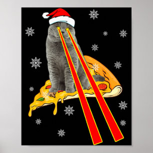 Cat With Laser Eyes Funny Zza Cat Christmas  Poster