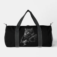 Cat with leather Jacket playing electric guitar 
