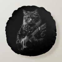 Cat with leather Jacket playing electric guitar 