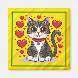 Cat with Love Symbols Clipart-85245 Magnet