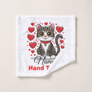 Cat with Love Symbols Clipart-85245 Wash Cloth