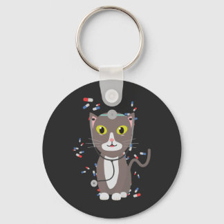 Cat with medical equipment keychain