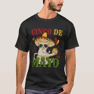Cat With Mexican Hat And Taco  5 Cinco De Mayo T-Shirt