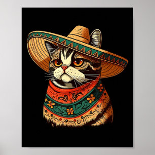 Cat With Mexican Sombrero Cat Lover Men Women Cinc Poster