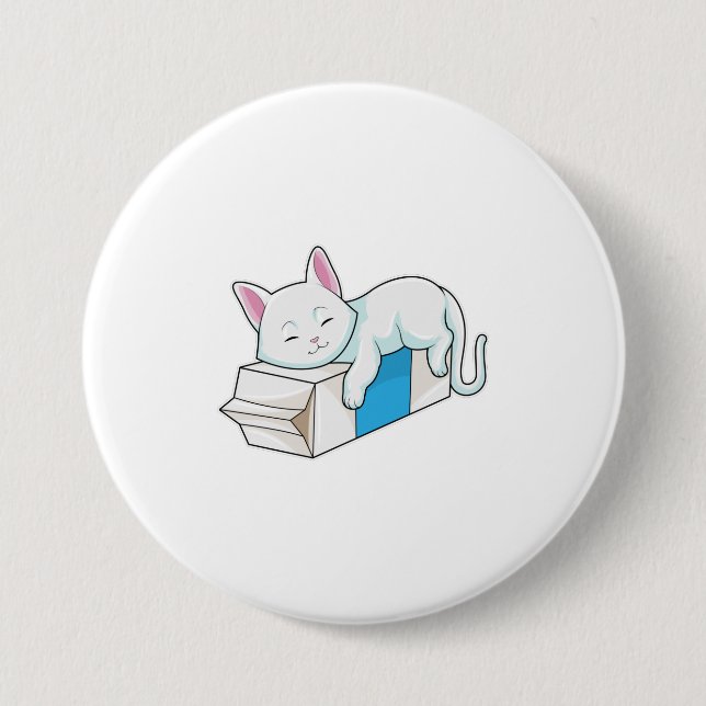 Cat with Milk 3 Inch Round Button (Front)