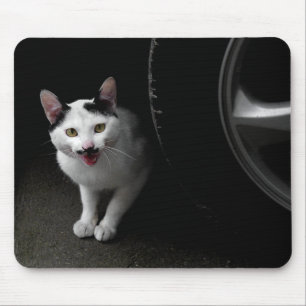 Cat with Moustache Mouse Pad