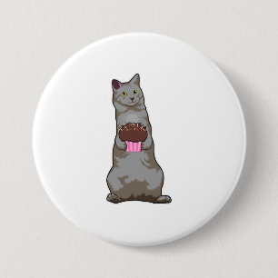 Cat with Muffin 3 Inch Round Button