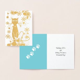 Cat with Paw Prints Foil Card
