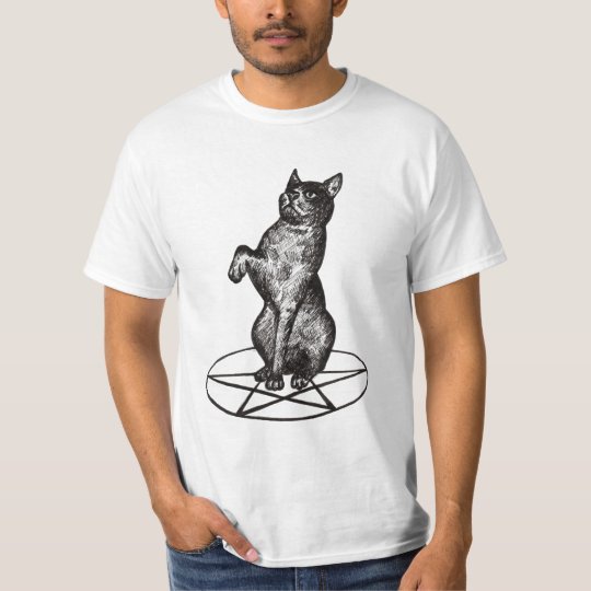 cat with pentagram T shirt
