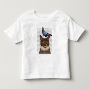 Cat with Pigeon on Head Toddler T-shirt