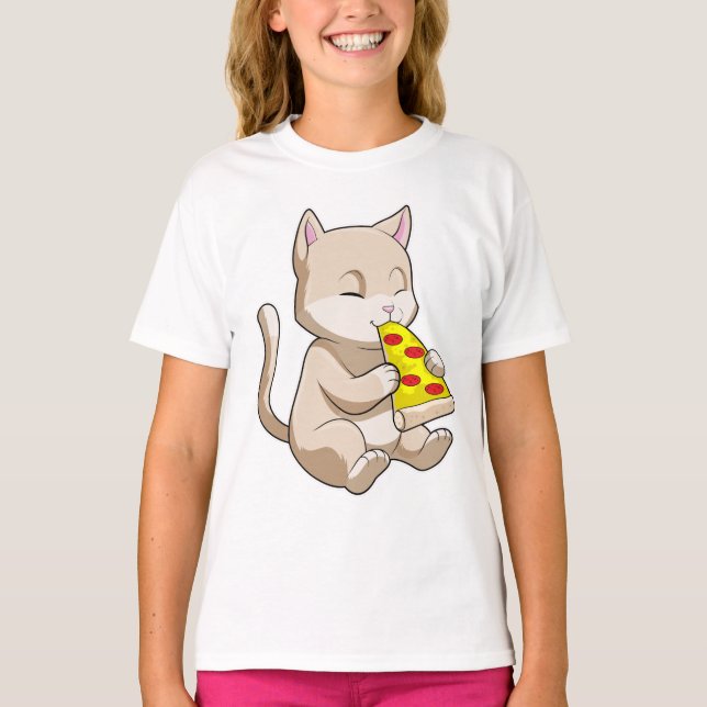 Cat with Pizza T-Shirt (Front)