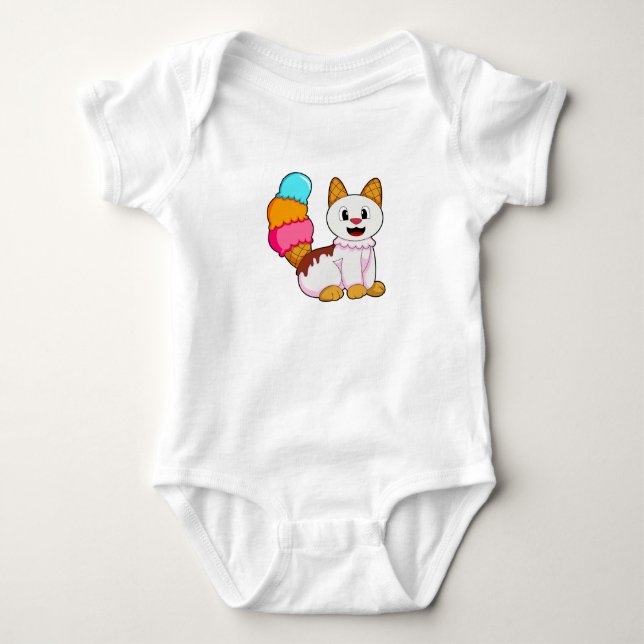 Cat with Popsicle Baby Bodysuit (Front)