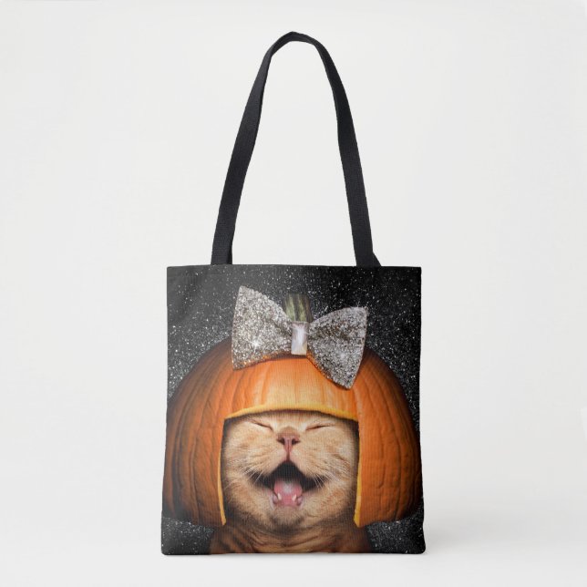 Cat With Pumpkin Hair Tote Bag (Front)