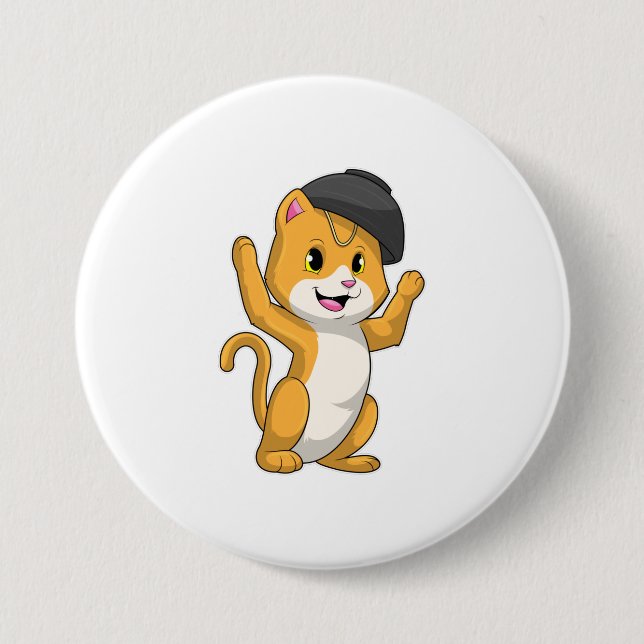 Cat with Ramen Bowl 3 Inch Round Button (Front)