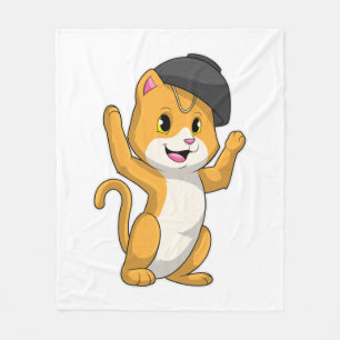 Cat with Ramen Bowl Fleece Blanket