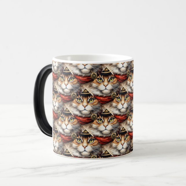 Cat with red bandana Steampunk diamond Magic Mug (Front Left)