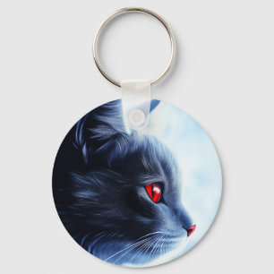 Cat with Red Eyes Keychain