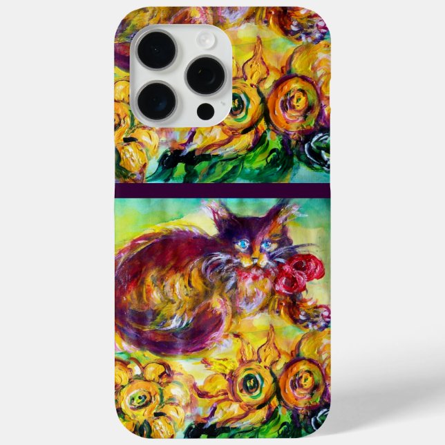 CAT WITH RED RIBBON AND SUNFLOWERS Case-Mate iPhone CASE (Back)