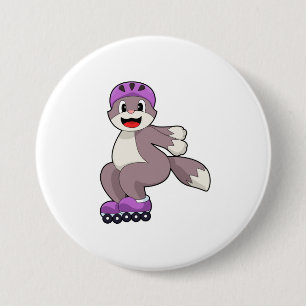 Cat with Roller skates 3 Inch Round Button