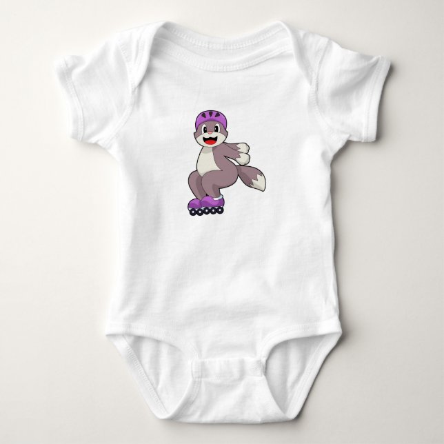 Cat with Roller skates Baby Bodysuit (Front)