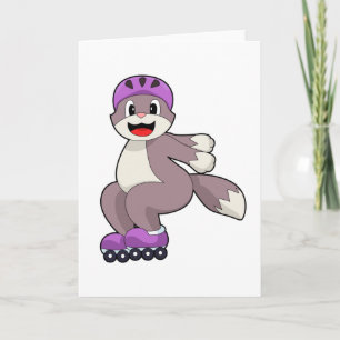 Cat with Roller skates Card