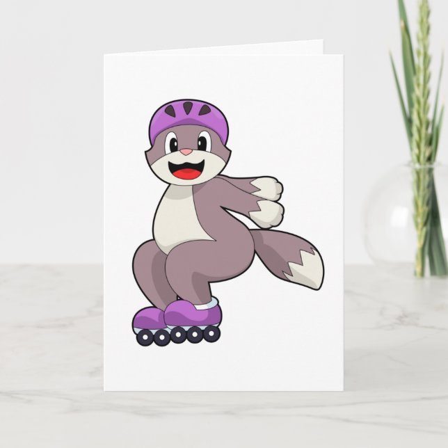 Cat with Roller skates Card (Front)