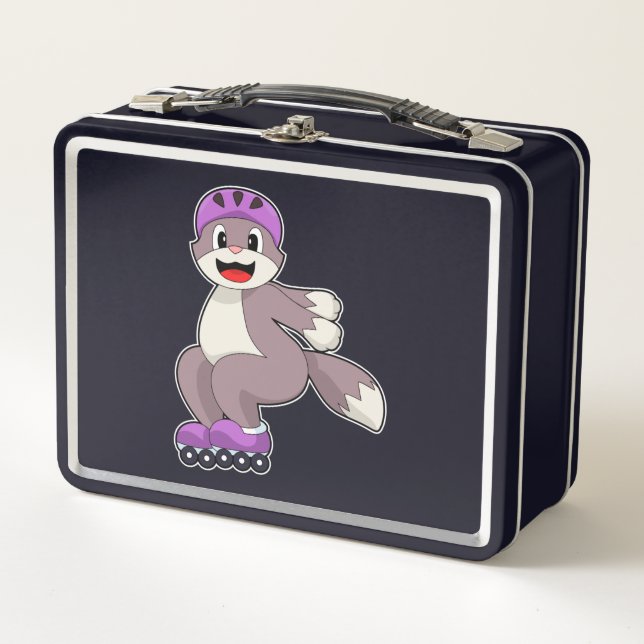 Cat with Roller skates Metal Lunch Box (Front)