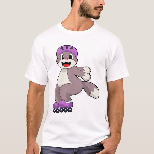 Cat with Roller skates T-Shirt (Front)