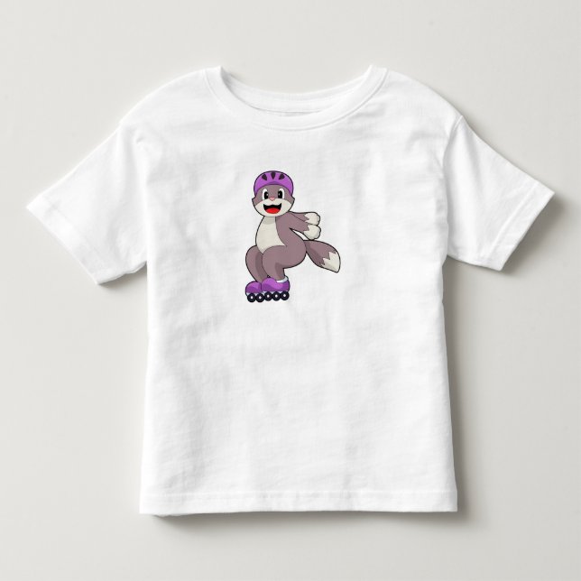 Cat with Roller skates Toddler T-shirt (Front)