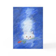 Cat with Rose Greeting Card