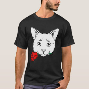 Cat With Rose Valentines Day Cute V-Day Kitten Kit T-Shirt