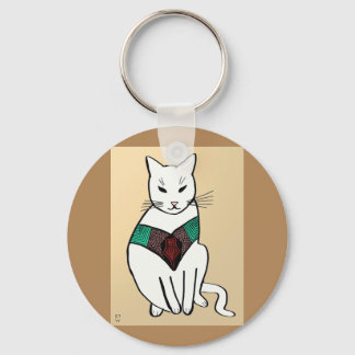Cat with Ruby Collar Keychain