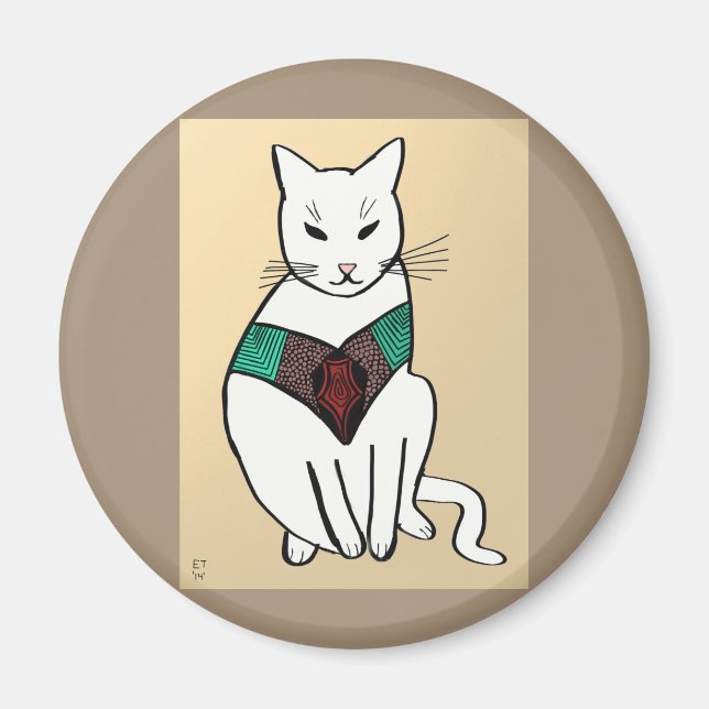 Cat with Ruby Collar Magnet (Front)