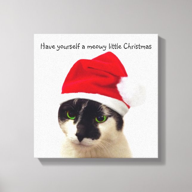 Cat with Santa's Hat Canvas Print (Front)