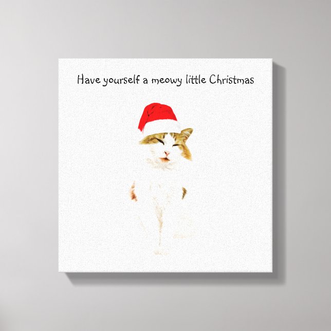 Cat with Santa's Hat Canvas Print (Front)