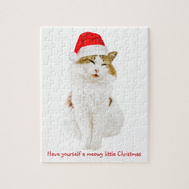 Cat with Santa's Hat Jigsaw Puzzle (Vertical)