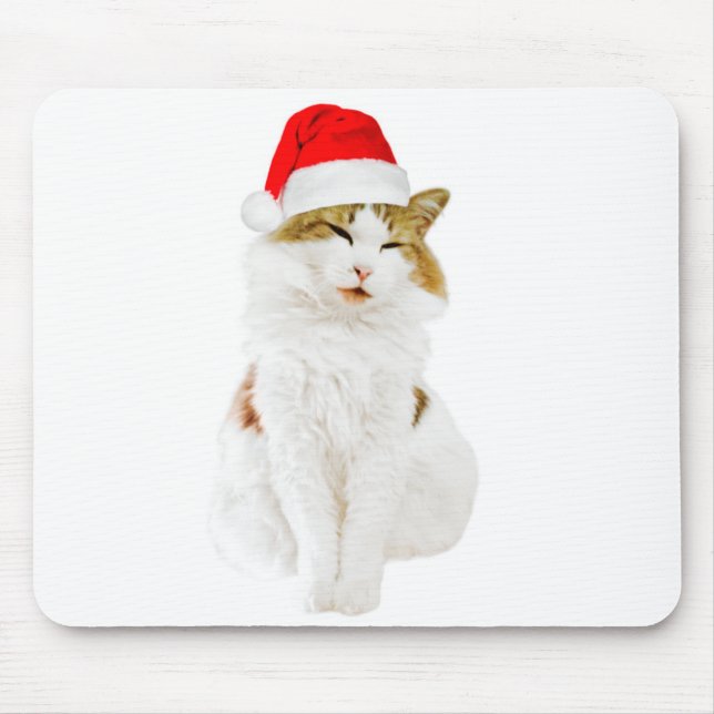 Cat with Santa's Hat Mouse Pad (Front)