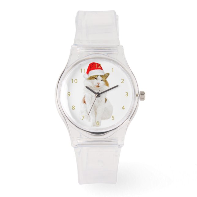 Cat with Santa's Hat Watch (Front)