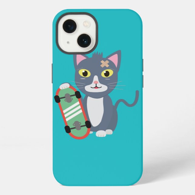 Cat with skateboard iPhone case (Back)