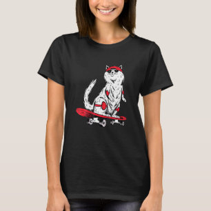 Cat With Skateboard Kitten Skater T-Shirt