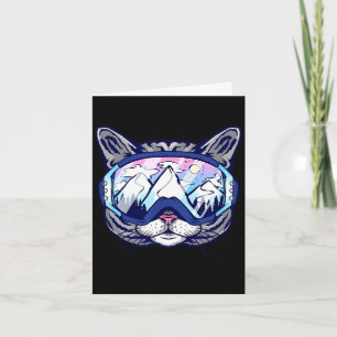 Cat with ski goggles skiing design for skiers card