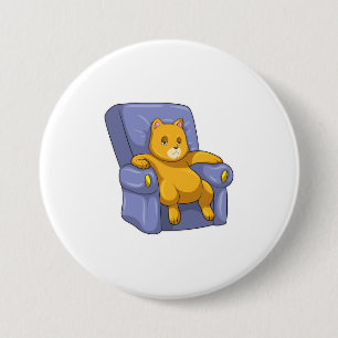 Cat with Sofa 3 Inch Round Button