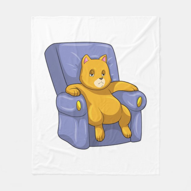 Cat with Sofa Fleece Blanket (Front)