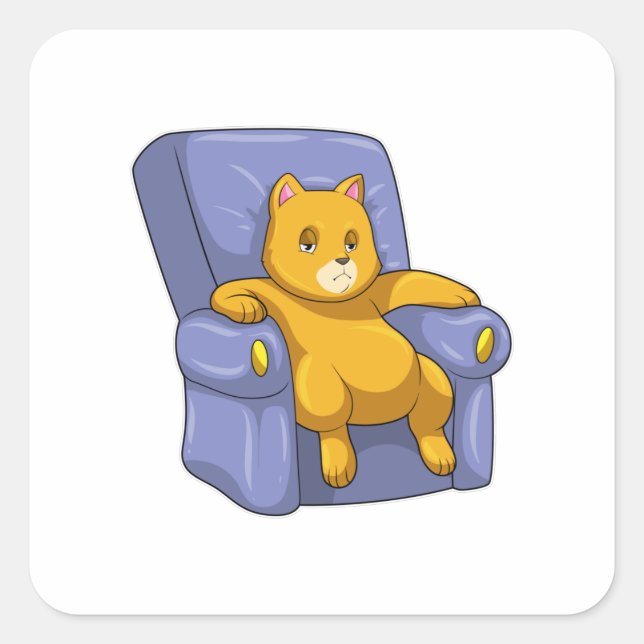 Cat with Sofa Square Sticker (Front)