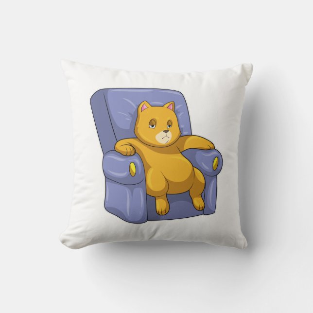 Cat with Sofa Throw Pillow (Front)