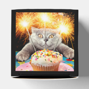 Cat With Sparkler Cupcake Favor Box