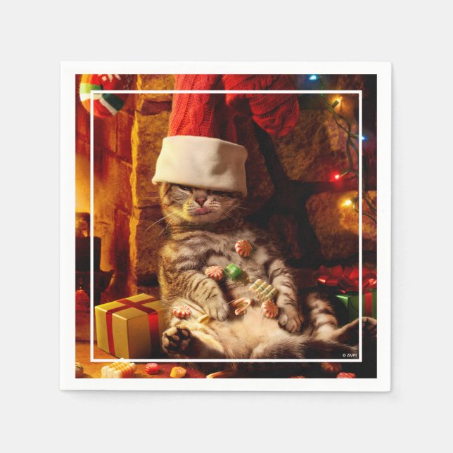 Cat With Stocking on Head Napkin (Front)