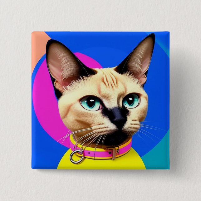 Cat With Striking Eyes 2 Inch Square Button (Front)