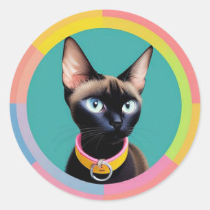 Cat With Striking Eyes by Circular Mirror Classic Round Sticker