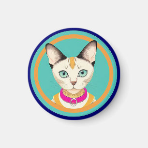 Cat With Striking Eyes by Circular Mirror Magnet